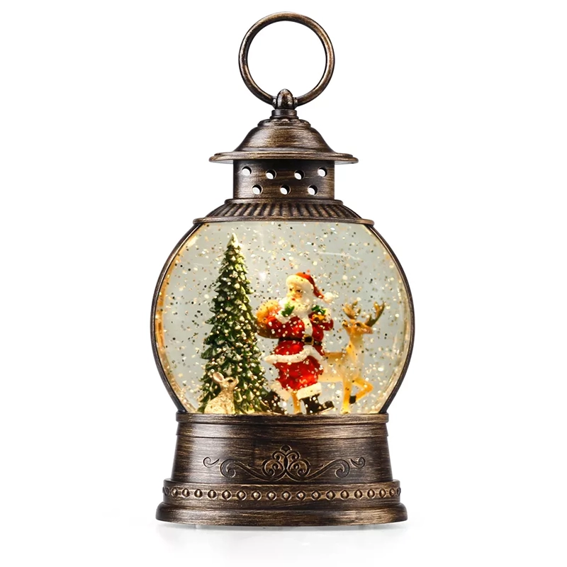 Santa Claus နှင့် Elk Christmas Snow Globe မီးအိမ်